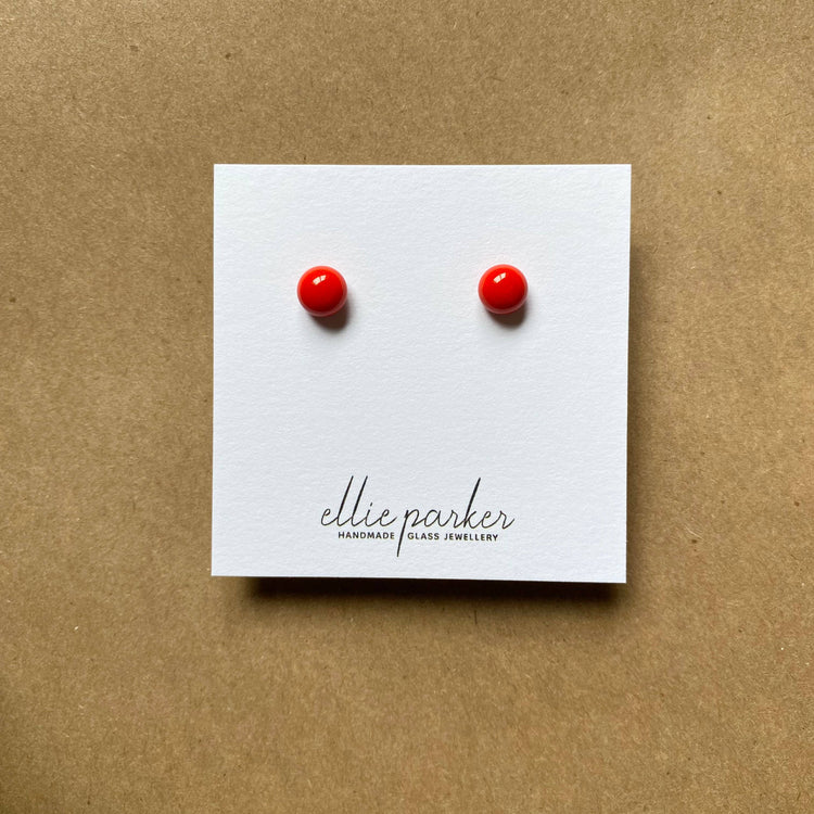 Red polka dot glass earrings