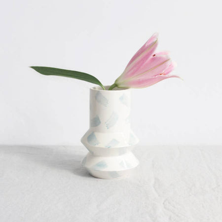 Geo Blue and White Ceramic Vase