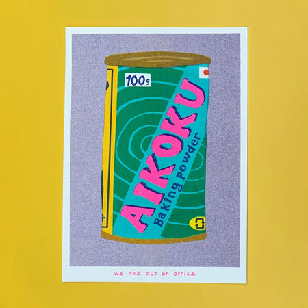 Affichette risographie 'Can of Aikoku Baking Powder'