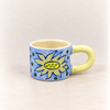 Tasse espresso bleu en céramique Fleurs
