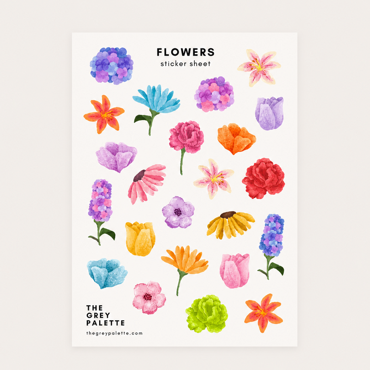 Feuille d'autocollants Fleurs