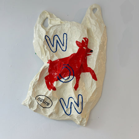 Oeuvre originale en papier mâché 'Wow'