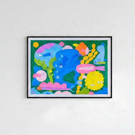 Affiche risographie 'Fishies'