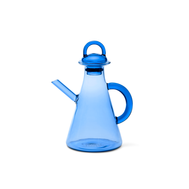 Blue glass oil cruet