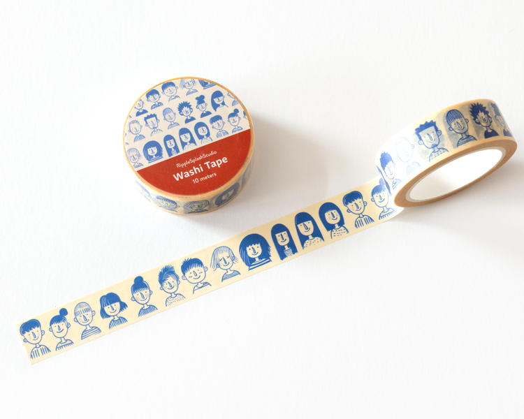 Ruban Washi Visages Illustrés