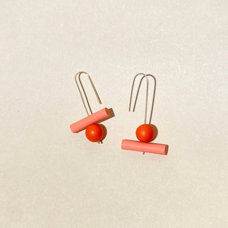 Boucles d'oreilles Olivia corail et coquelicot