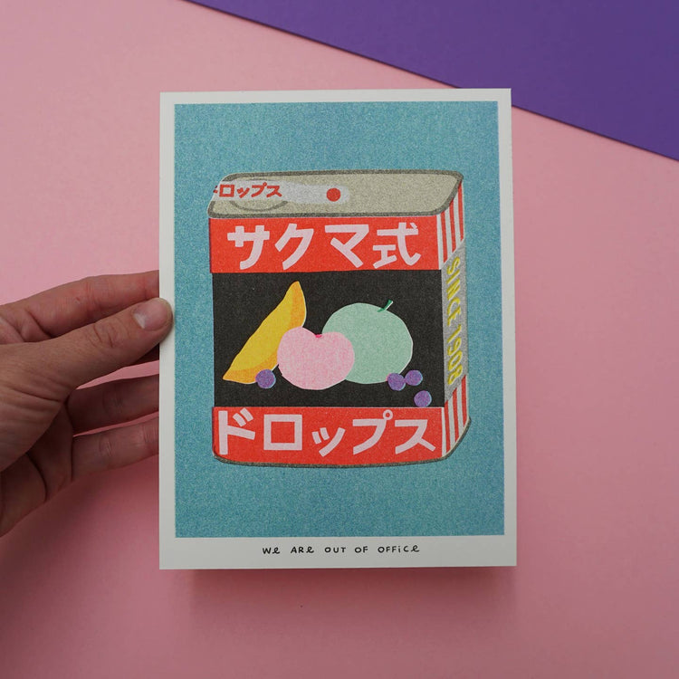 Affichette risographie 'Tin Can of Sakuma Drops'