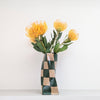 Vase twist à carreaux vert