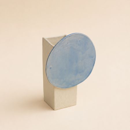 Vase géo rond bleu