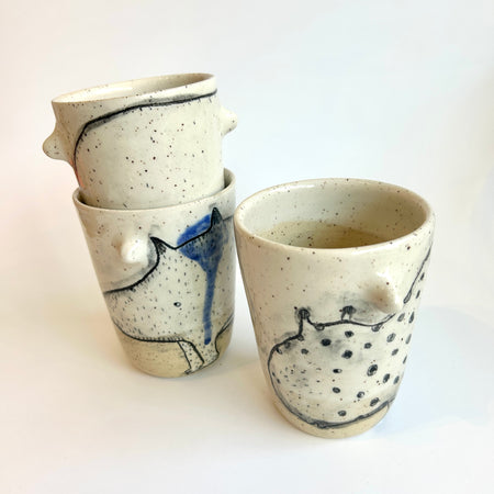 Verre ou vase en grès avec dessin [modèles variés]