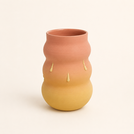 Vase rose-jaune gouttes en céramique