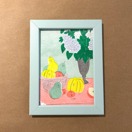 Affichette 'Happy Fruits' encadrée [tel quel]