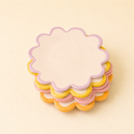 Assiette fleur en céramique [couleurs variées]