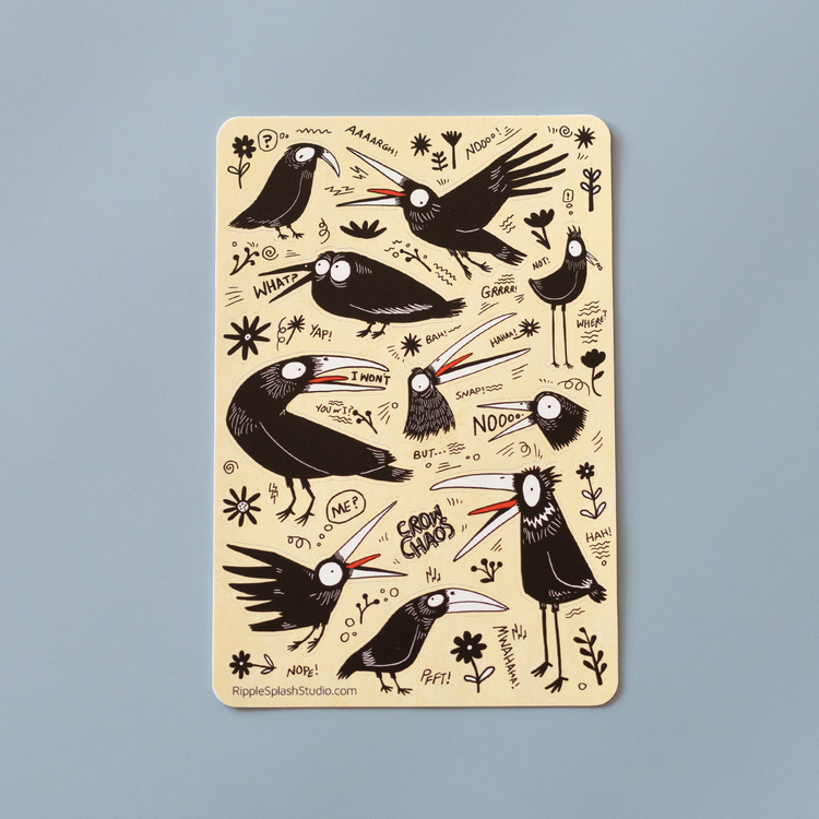 Feuille d'autocollants Corbeaux amusants
