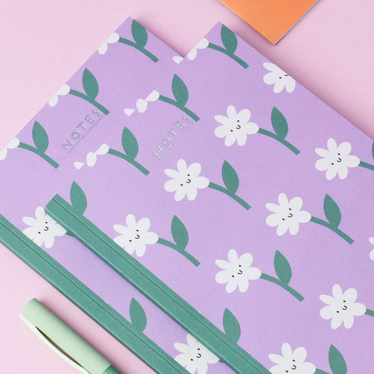Happy Flowers - Floral - Notebooks - Notepad - Planners
