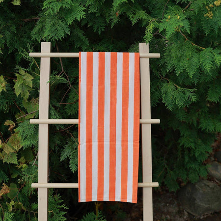 Orange striped square tablecloth
