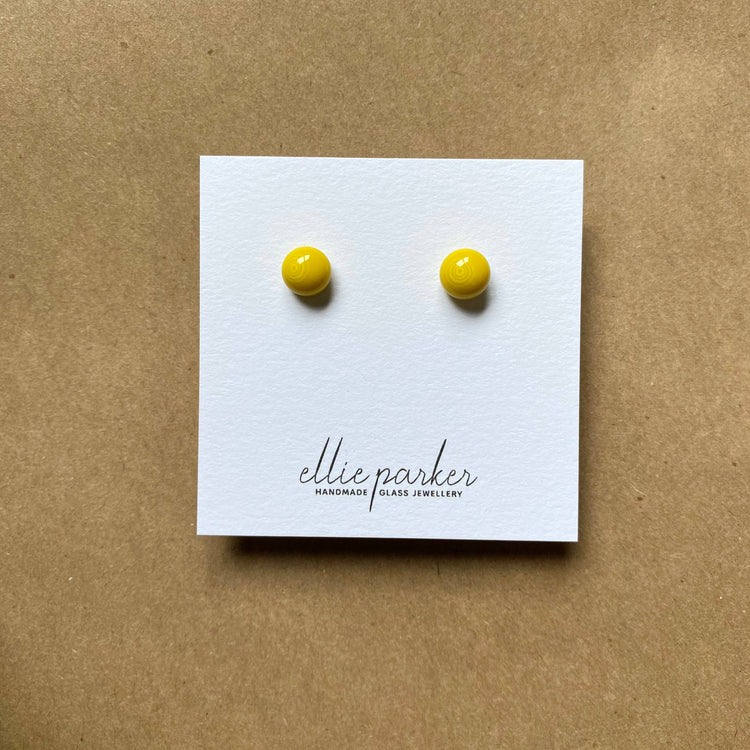 Yellow polka dot glass earrings