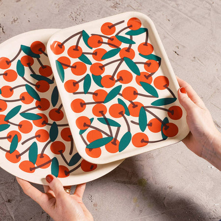 Wooden tray with cherries [various sizes]