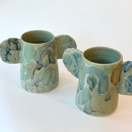 Vase à oreilles vert