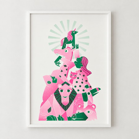 Affiche risographie 'Dinosaure'