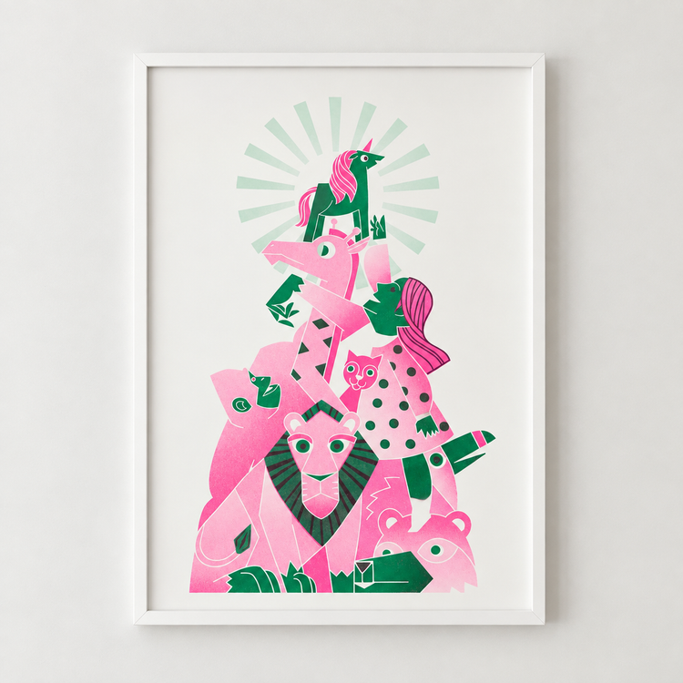 Affiche risographie 'Dinosaure'