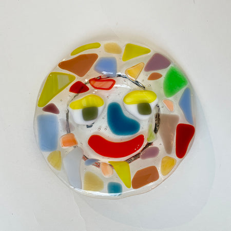 Small glass plate 'Happy face' confetti [unique piece] 