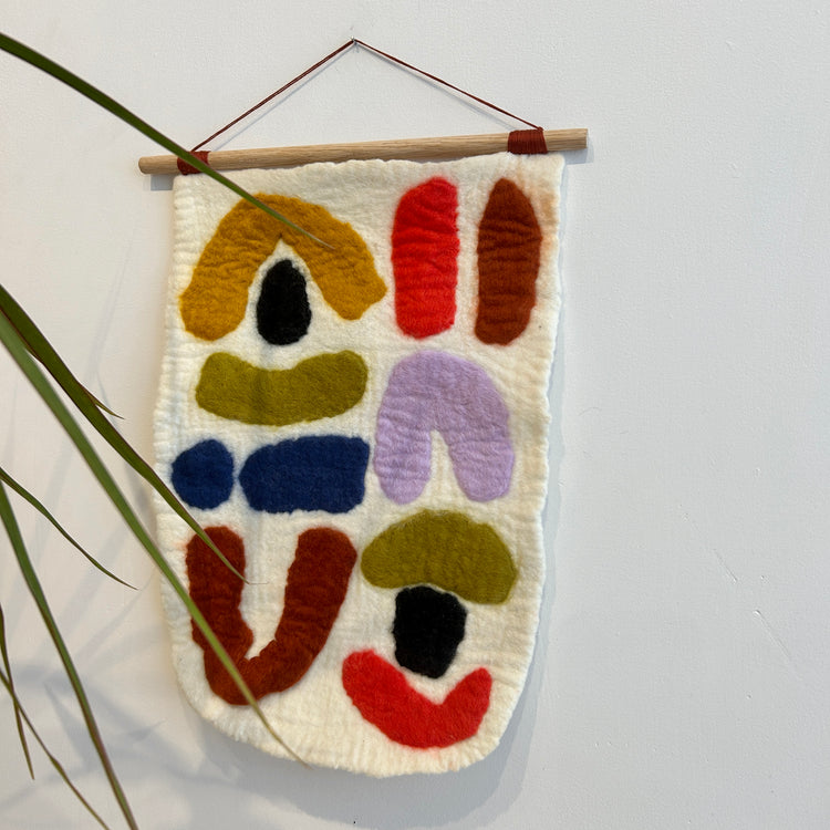 Wool shavings wall hanging VIII