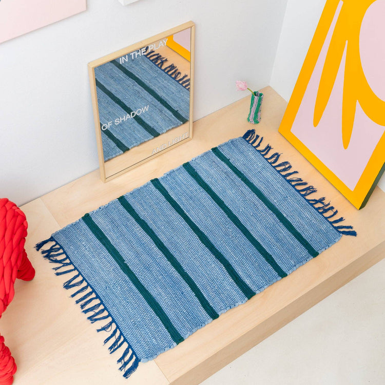 Petit tapis Rayé bleu