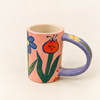 Tasse rose en céramique Fleurs