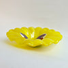 Yellow 'Wavy face' glass soup plate [unique piece]