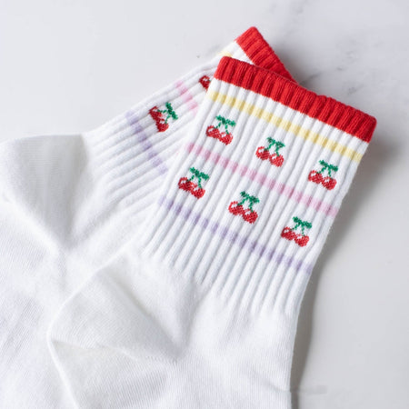 White socks - cherries 