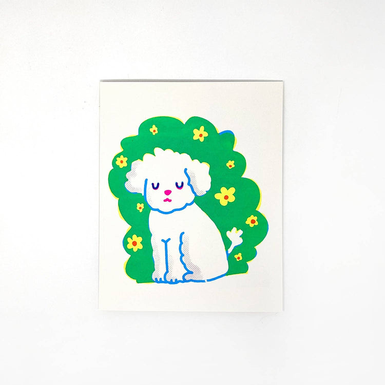 Affiche sérigraphie 'Sleepy Flower Field Pup'