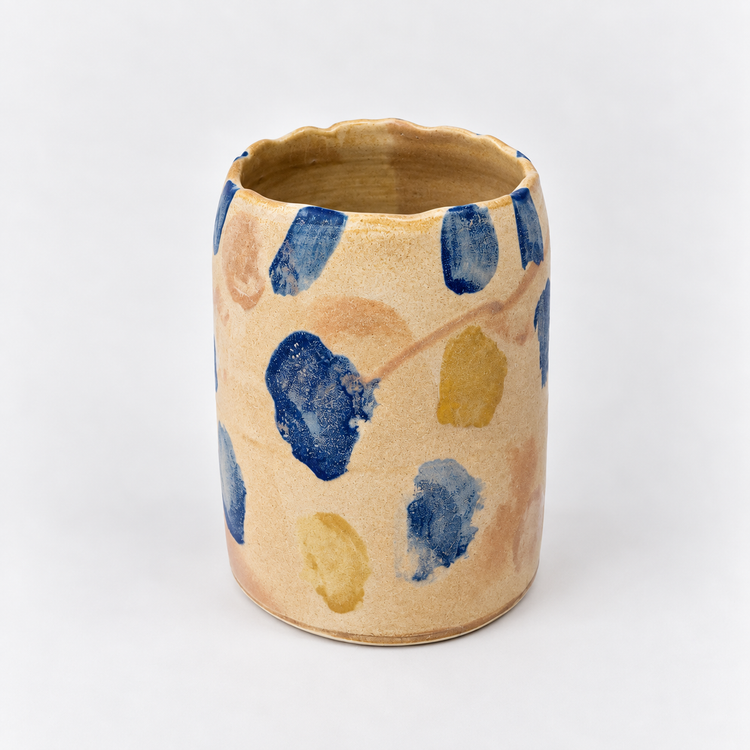 Vase en céramique terre et bleu
