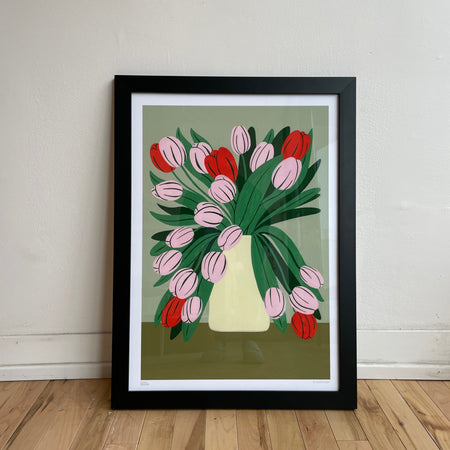Framed 'Pink Tulips' poster [as is] 
