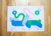 Affiche risographie 'Dancing Ducks'