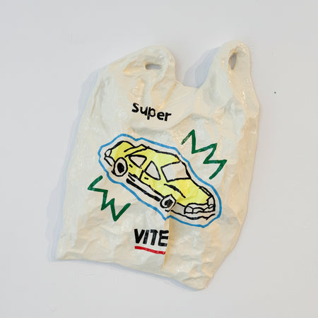 Oeuvre originale en papier mâché 'Super vite'