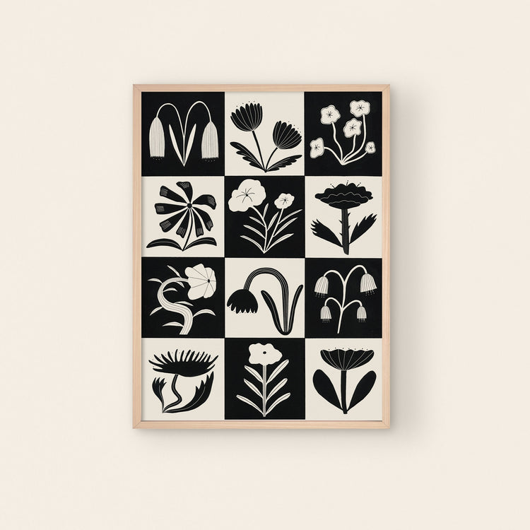 Affiche 'Black and White Flowers'