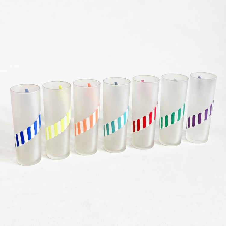 Lot de 7 verres vintages high ball Candy Stripe, Libbey