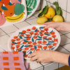 Small round wooden tray Cherries