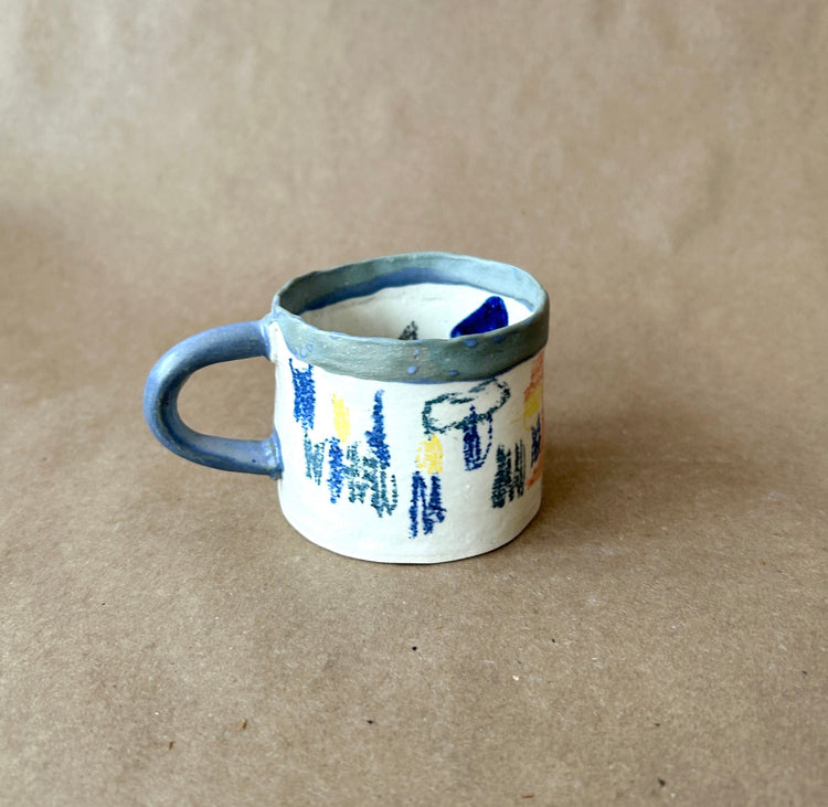 Large abstract ceramic mug no.143 