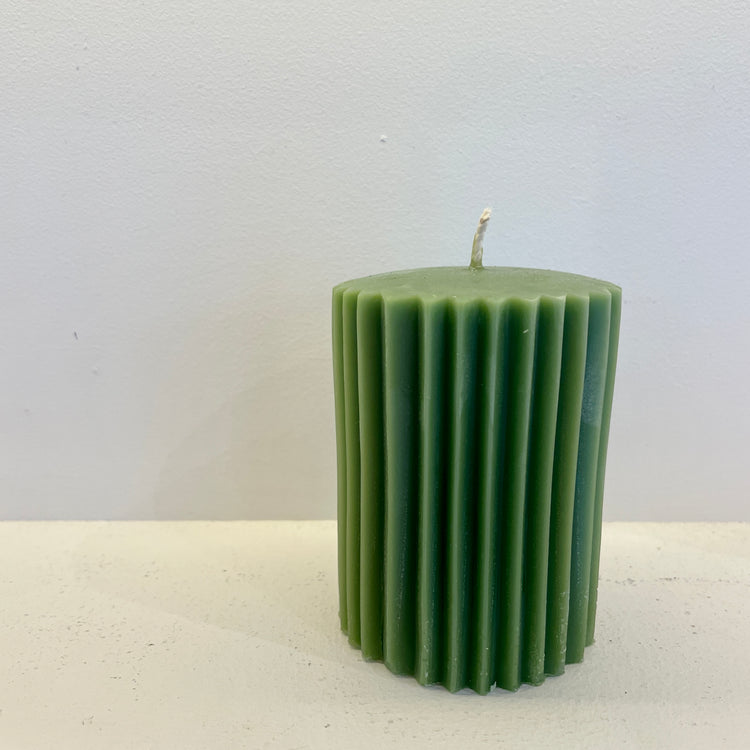 Forest fluted pillar candle 