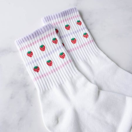 Chaussettes blanches - fraises