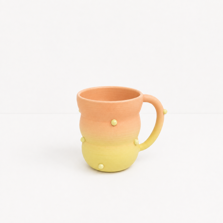 Tasse orange-jaune pois en céramique