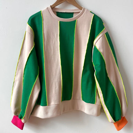 Colorblock sweater - Green Neon thread 