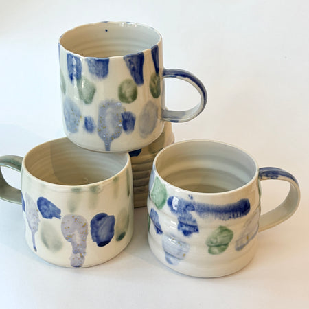 Grande tasse pois bleus et verts