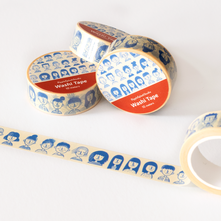 Ruban Washi Visages illustrés