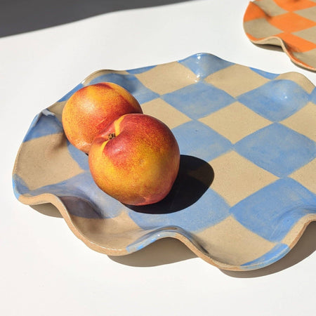 Plateau de service ondulé bleu