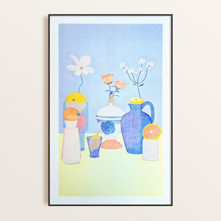 Affiche risographie 'Le jour est bleu'