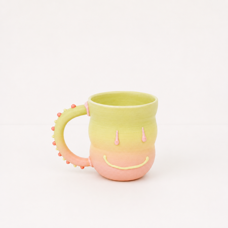 Tasse lime-rose sourire en céramique