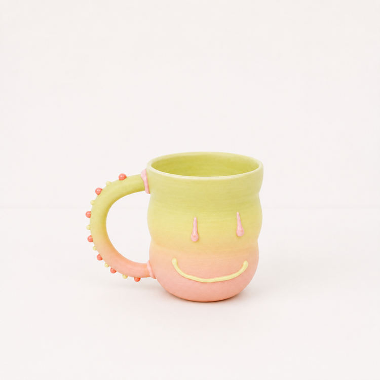Tasse lime-rose sourire en céramique